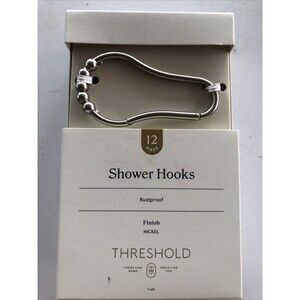 Threshold Shower Hooks Nickel Finish 12 Count Rustproof Metal Oval Decorative